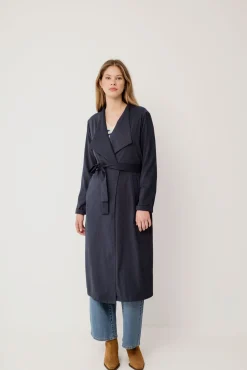 Long knotted trench coat