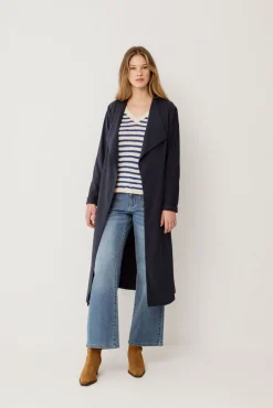 Long knotted trench coat