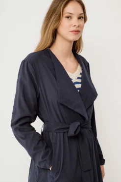 Long knotted trench coat
