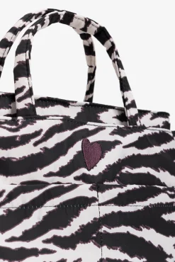 Mala acolchoada com estampado de zebra