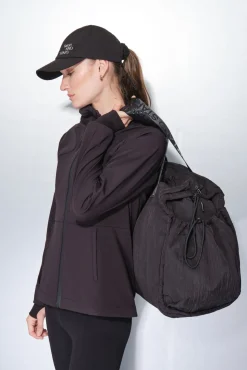 Mala de viagem de nylon acetinado preto