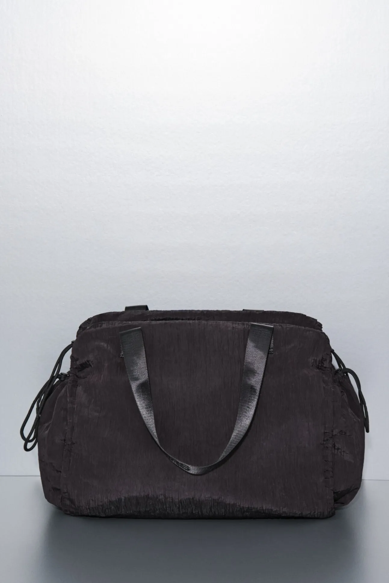 Mala de viagem de nylon acetinado preto