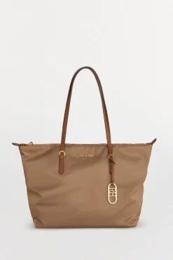 Mala tote bag de nylon com fecho-éclair