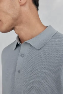 malha estruturado de malha fina com gola polo