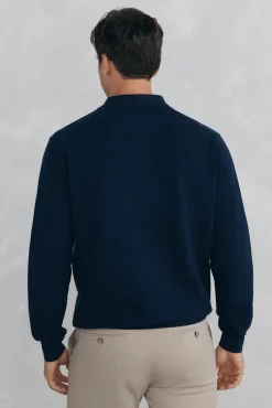 malha estruturado de malha fina com gola polo