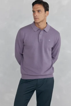 malha estruturado de malha fina com gola polo