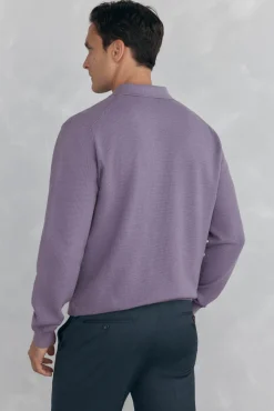malha estruturado de malha fina com gola polo