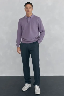 malha estruturado de malha fina com gola polo