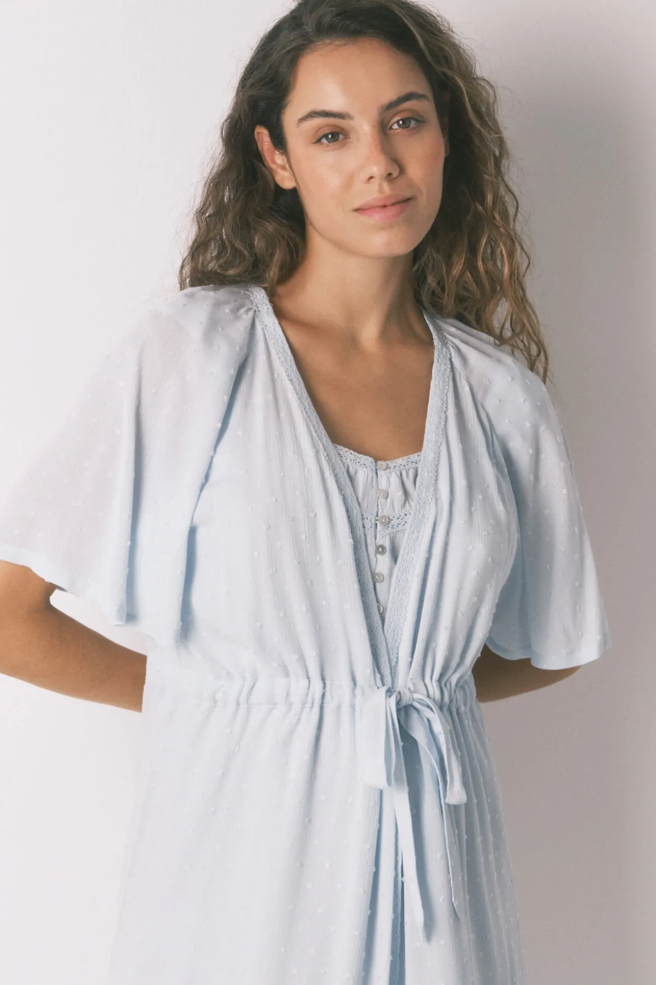 Manga robe "maternity " com mangas curtas e viscose verde