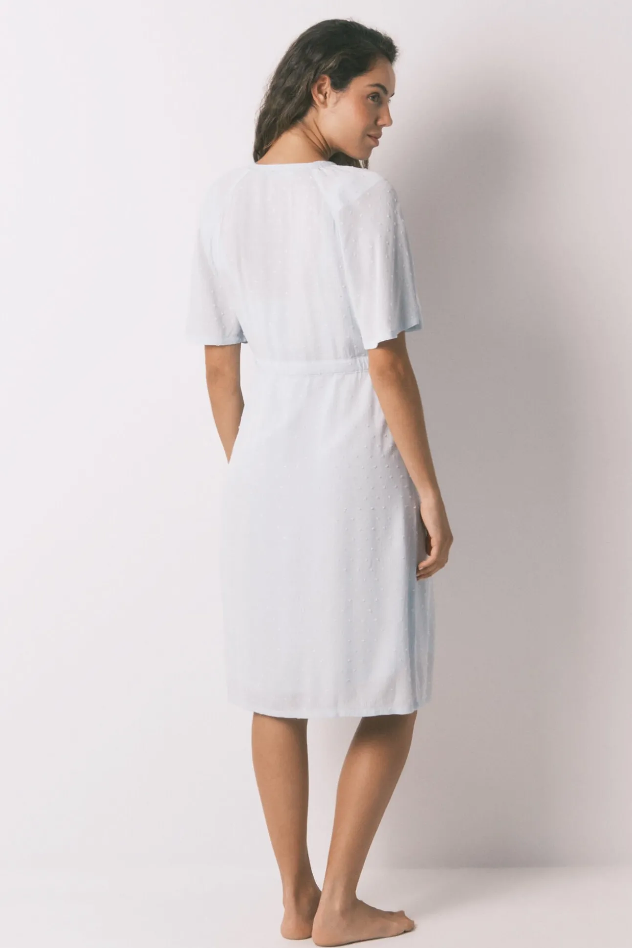 Manga robe "maternity " com mangas curtas e viscose verde