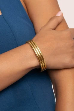 Maxi Line Gold Plated Steel Bracelet