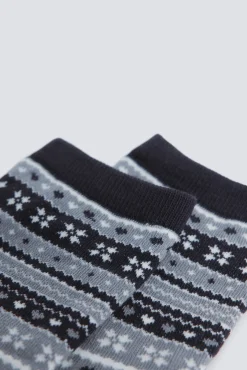 Meia longa jacquard com bordas