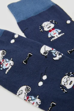Meias altas Snoopy Besocks azuis de algodão orgânico