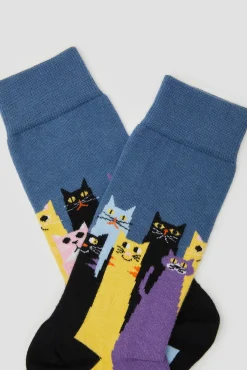 Meias Besocks azuis de algodão orgânico para gatos