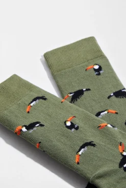 Meias Tucano até o joelho, feitas de algodão orgânico, na cor verde cáqui