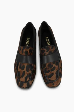 Mocassins de couro com estampa animal