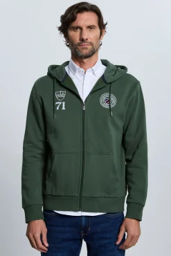 Moletom com sweatshirt e fecho-éclair verde