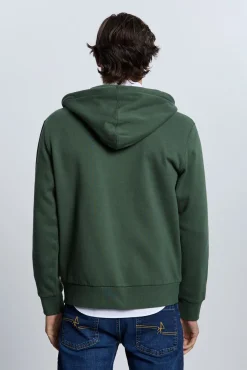 Moletom com sweatshirt e fecho-éclair verde
