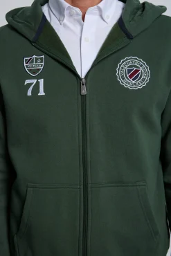 Moletom com sweatshirt e fecho-éclair verde