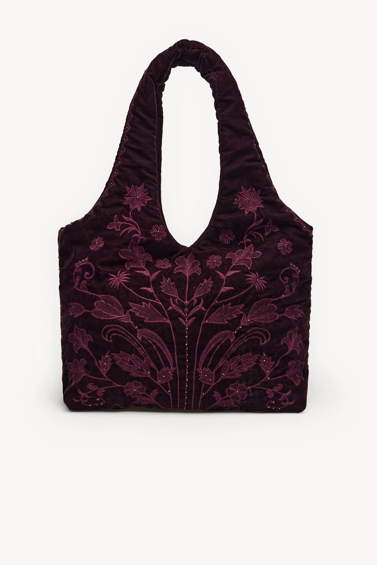 Nuria. Bolsa hobo de veludo bordado