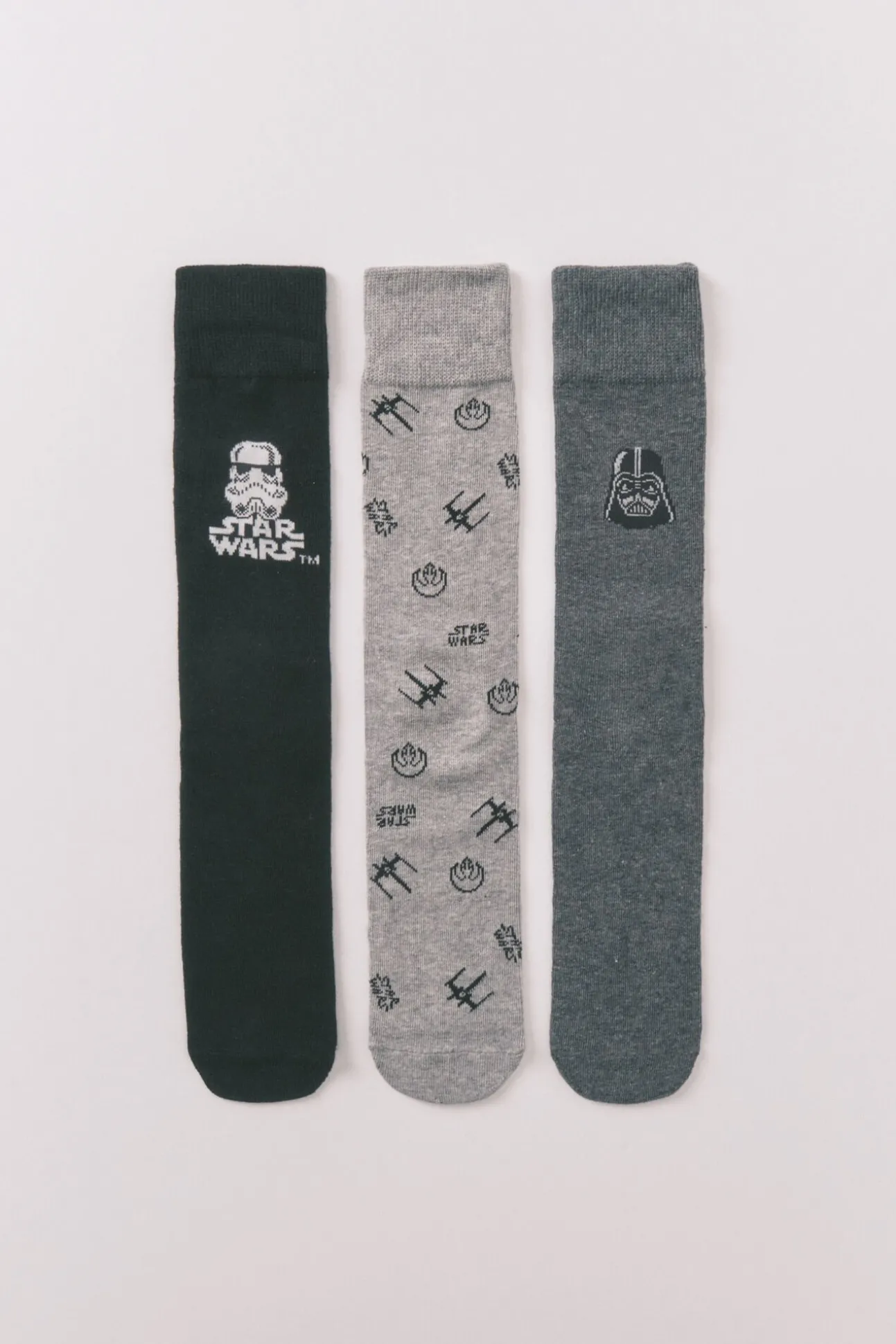 Pack com 3 meias longas de algodão Star Wars