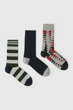 Pack de 3 pares de meias às riscas Natal