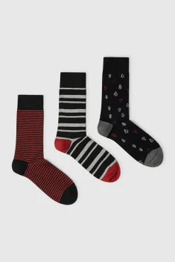 Pack de 3 pares de meias às riscas Natal
