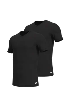 Pacote com 2 camisetas para homem de algodão elástico com gola em bico