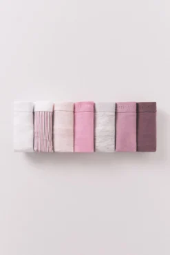 Pacote com 7 cuecas clássicas de algodão estampado rosa