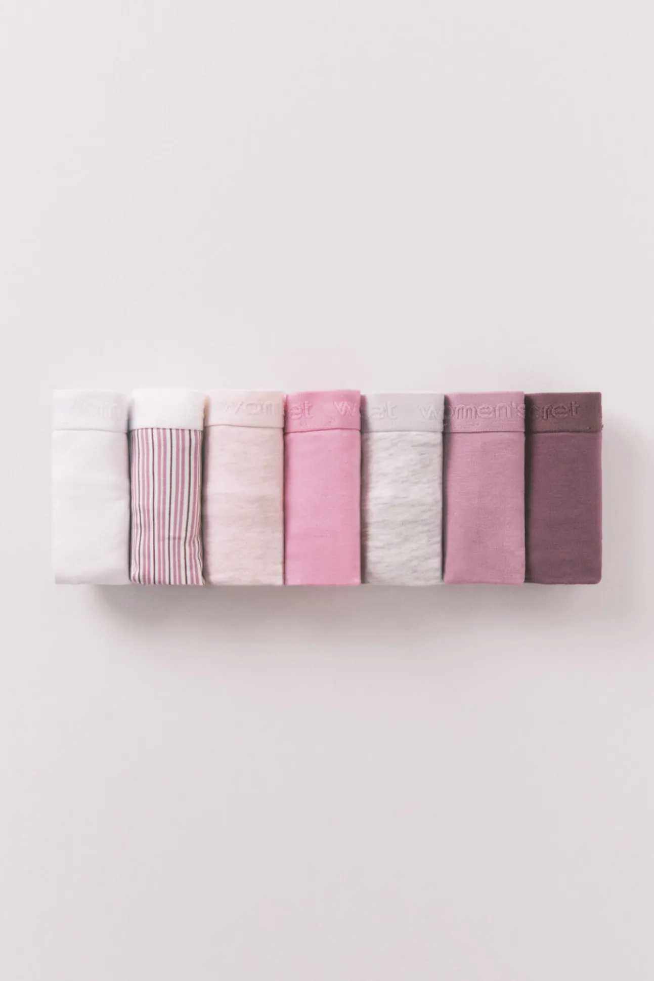 Pacote com 7 cuecas clássicas de algodão estampado rosa