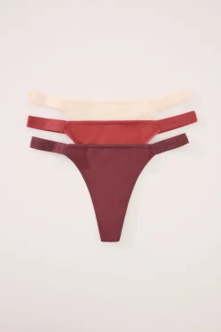 Pacote com 3 tangas de algodão estampado brancas