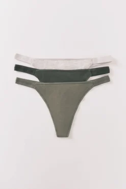 Pacote com 3 tangas de algodão com logo branco