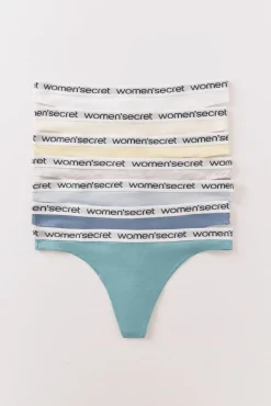 Pacote com 7 tangas de algodão com logo branco