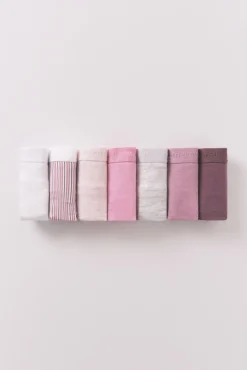 Pacote com 7 tangas de algodão estampado rosa
