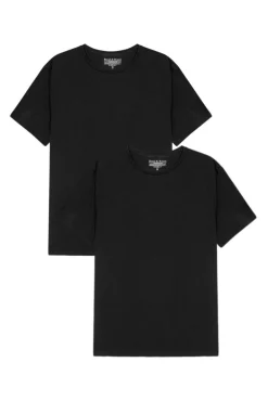 Pacote de 2 camisetas elásticas gola caixa de algodão orgânico com gola redonda
