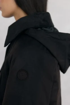 Parka acolchoada em tecido encerado