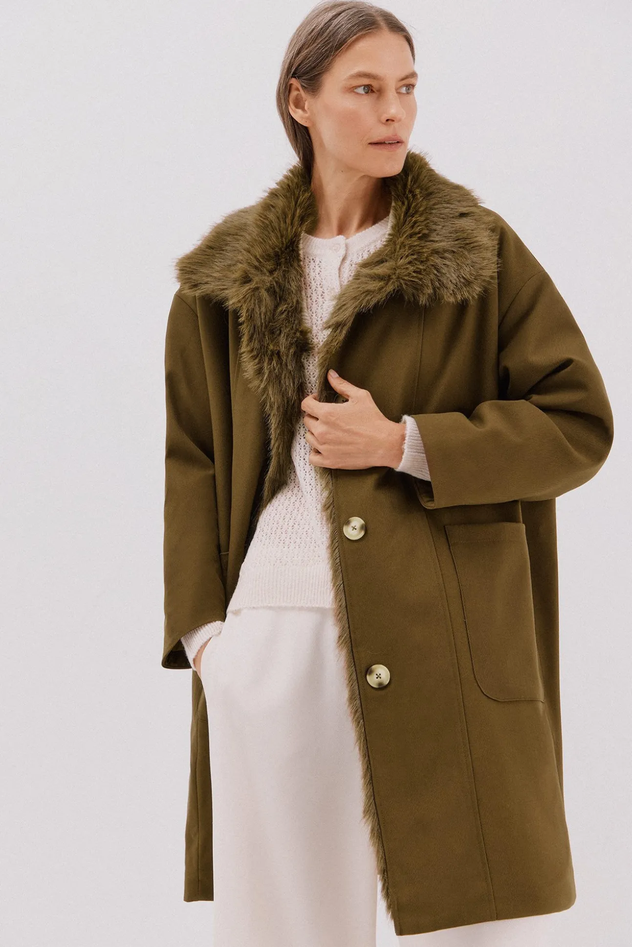 Parka com gola de pele