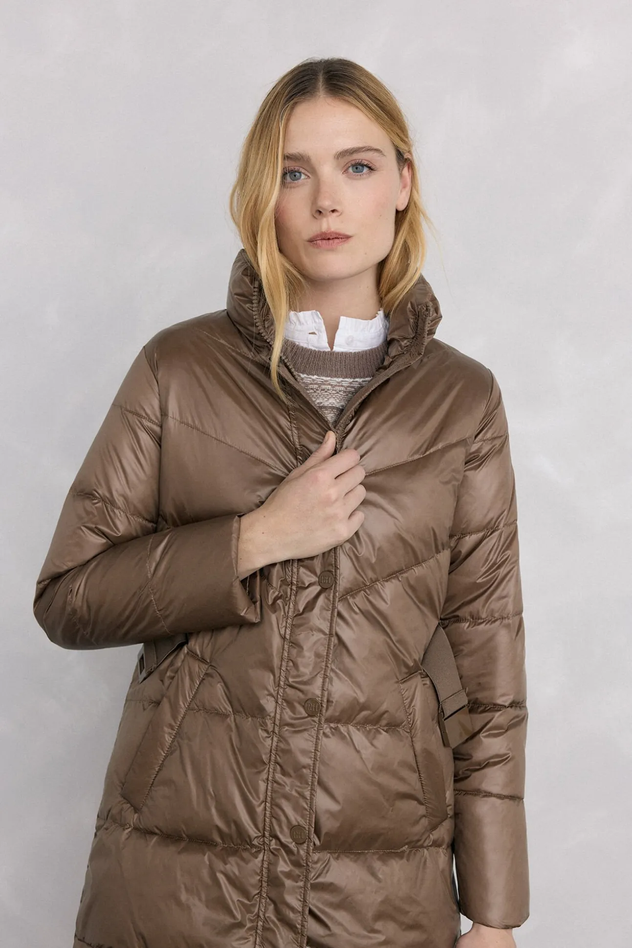 Parka comprida cinto