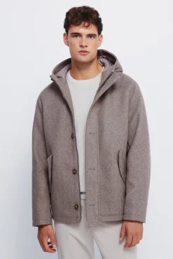 Parka curta com efeito de lã