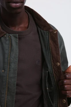 Parka curta com gola de veludo cotelê