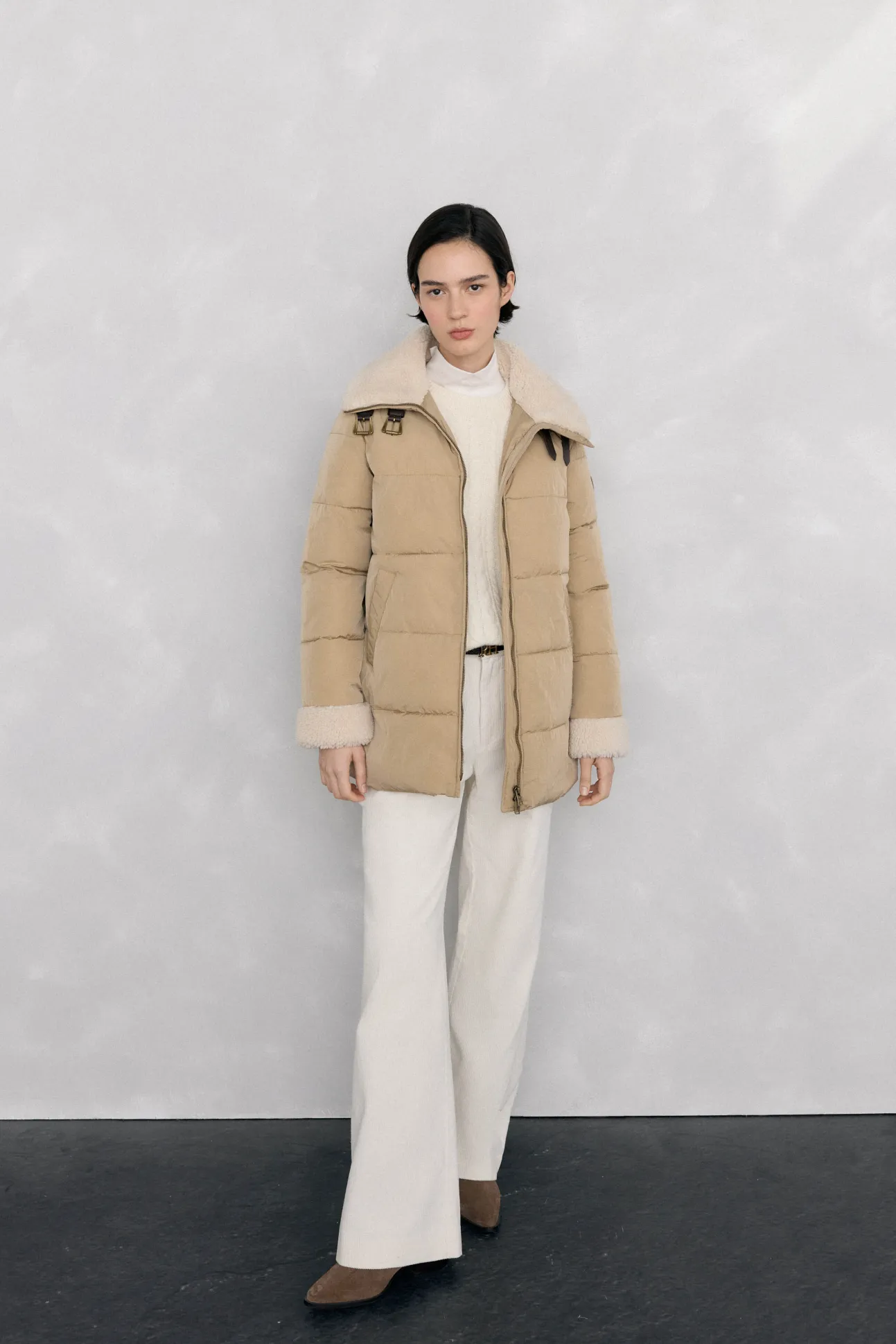 Parka de borrego lisa