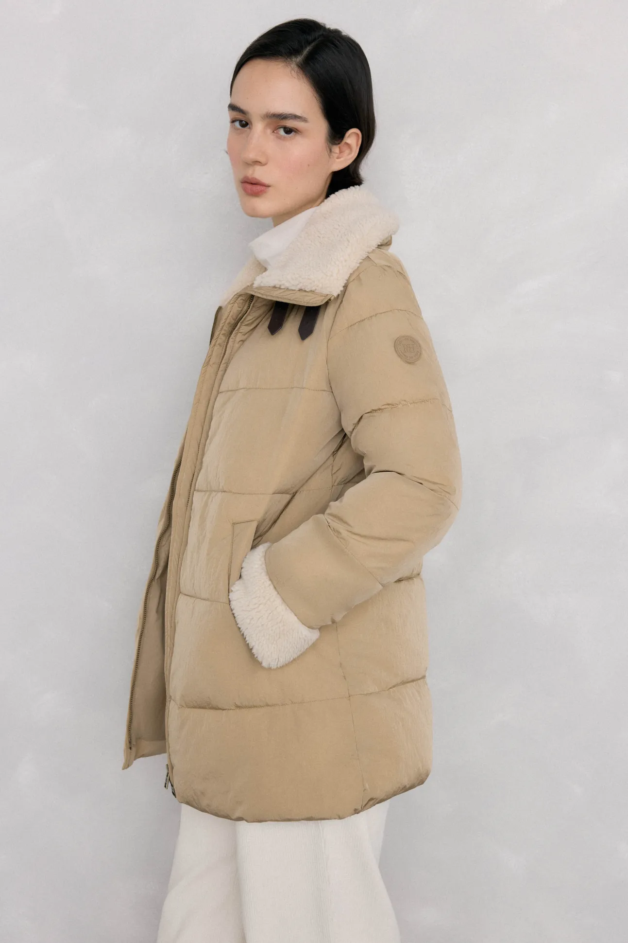 Parka de borrego lisa