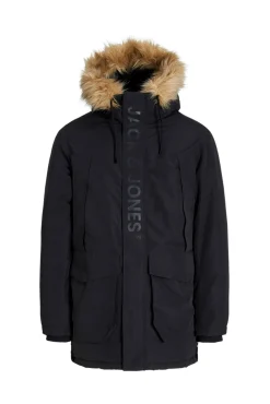 Parka longa acolchoada com capuz de pele
