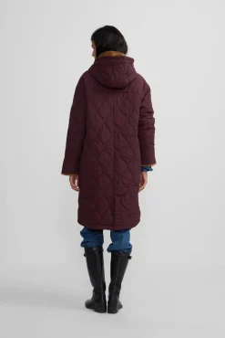 Parka longa acolchoada com detalhes de veludo cotelê