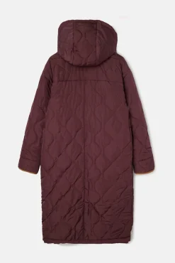 Parka longa acolchoada com detalhes de veludo cotelê