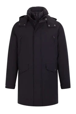 Parka longa com capuz e vista