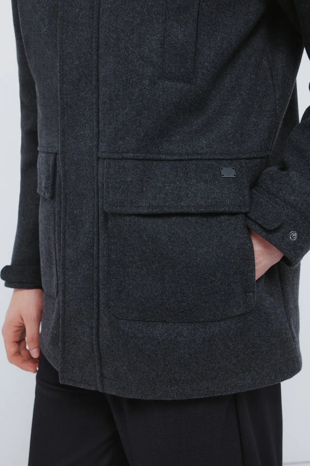 Parka longa com efeito de lã