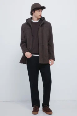 Parka longa com efeito de lã
