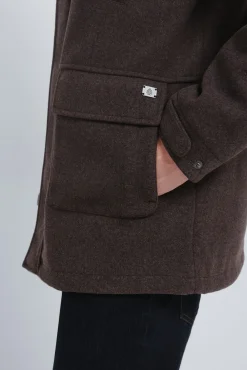 Parka longa com efeito de lã