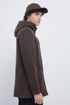 Parka longa com efeito de lã